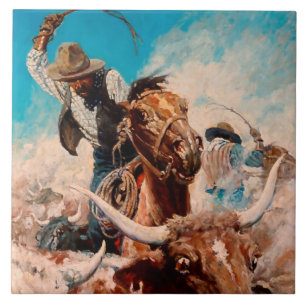 NC Wyeth Painting "Cutting Out" Fliese