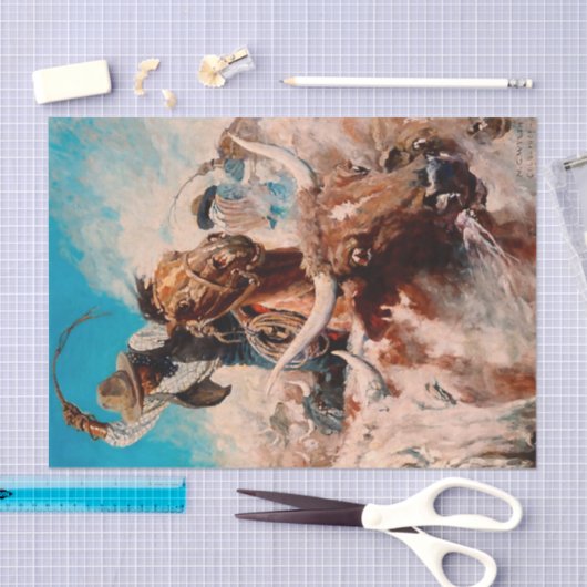 NC Wyeth Painting "Cutting Out" Seidenpapier (Handwerk)