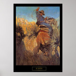NC Wyeth Painting "Horse Jumping from Snake" Poster