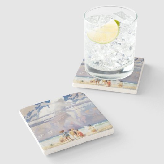 NC Wyeth The Giant Artwork Beach Coastal Steinuntersetzer (Seitenansicht)