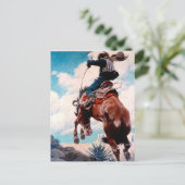 NC Wyeth Western Malerei "Bucking" Postkarte (Stehend Vorderseite)