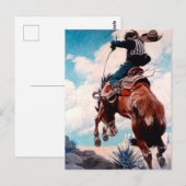 NC Wyeth Western Malerei "Bucking" Postkarte (Vorne/Hinten)
