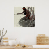 NC Wyeth Western Malerei "Fishing" Poster (Küche)