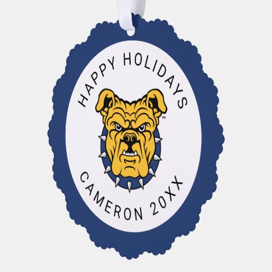 NCA&T Staat University | Bulldog Face Ornament Karte (Links)