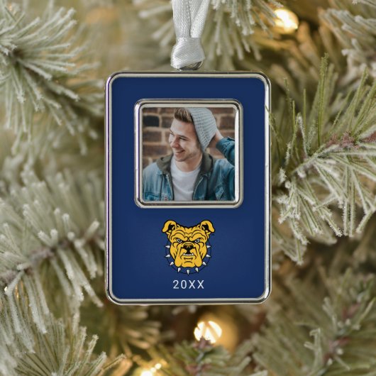 NCA&T Staat University | Bulldog Face Rahmen-Ornament Silber (Baum)