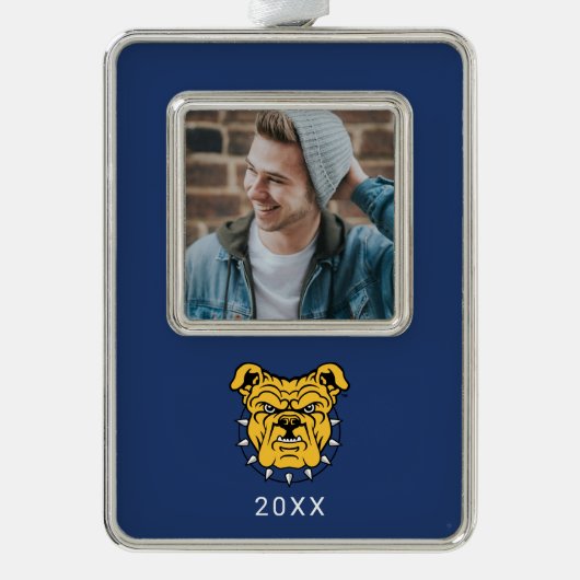 NCA&T Staat University | Bulldog Face Rahmen-Ornament Silber (Vorderseite)