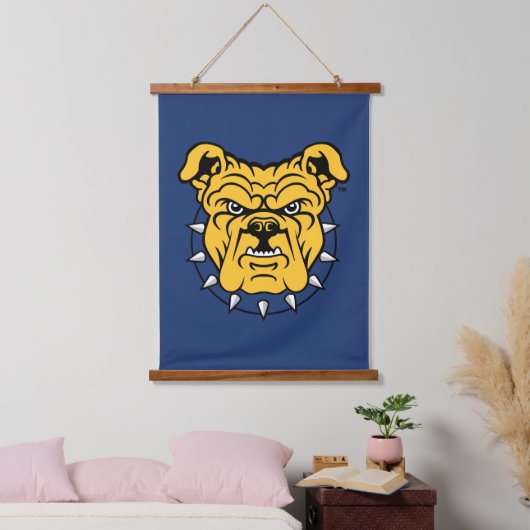 NCA&T Staat University | Bulldog Face Wandteppich Mit Holzrahmen (Schlafzimmer)