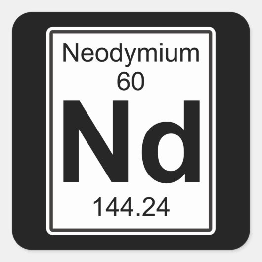 Nd - Neodym Quadratischer Aufkleber (Vorderseite)
