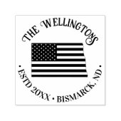 ND Staat Map Stars Streifen Familienname Datum Loc Permastempel (Design)