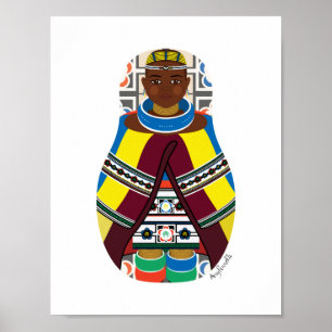 Ndebele, Südafrikanisches Matryoshka-Poster Poster