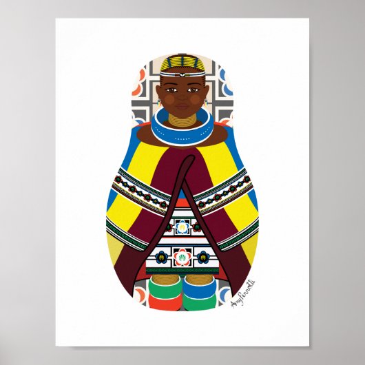 Ndebele, Südafrikanisches Matryoshka-Poster Poster (Vorne)
