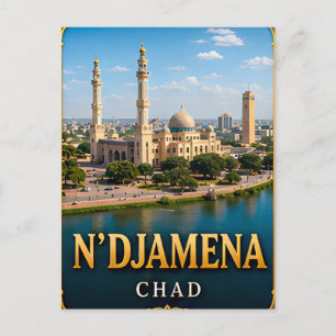 N'Djamena Chari-Fluss und Wüstenhorizonte Postkarte