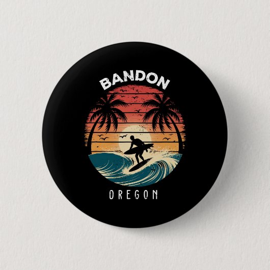 Ndon Oregon Surfbrett Wellen Strand  Button (Vorderseite)