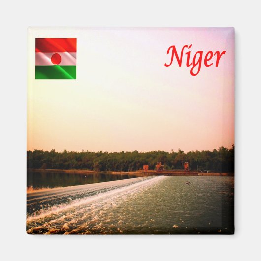 NE005 NIGER, River Barriage Nimaey, Afrika, Kühlsc Magnet (Vorne)