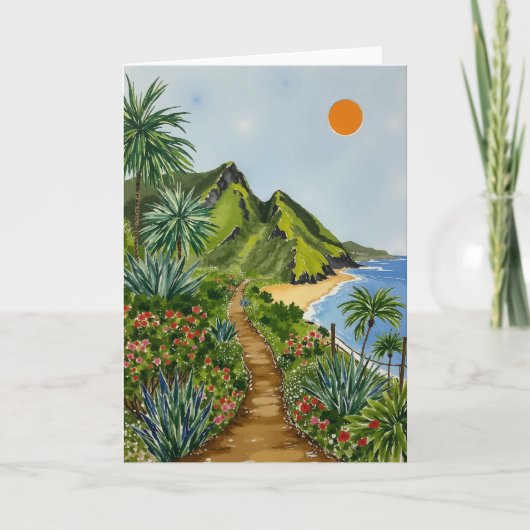 Ne Pali Küste Kauai Hawaii Watercolor Dankeskarte (Vorderseite)