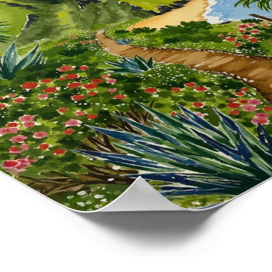 Ne Pali Küste Kauai Hawaii Watercolor Poster (Ecke)