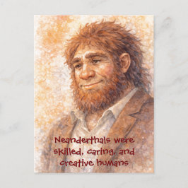 Neanderthal Portrait Watercolor Funny Postcard Feiertagspostkarte