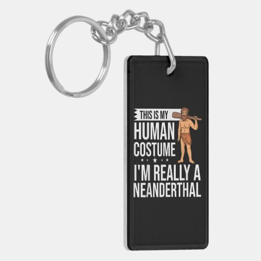 Neanderthaler Caveman-Frauen-Schädelgeschenk Schlüsselanhänger (Vorderseite links)