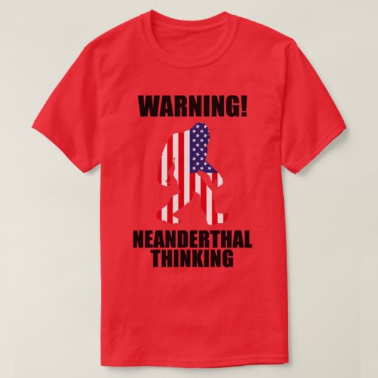 Neanderthaler unter amerikanischer Flagge - Denken T-Shirt (Design vorne)
