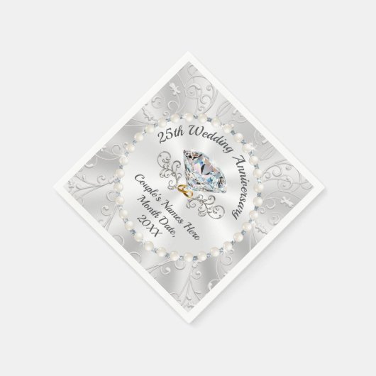 Neapel, 25. Silberne Hochzeit, 3 Größen Serviette (Ecke)