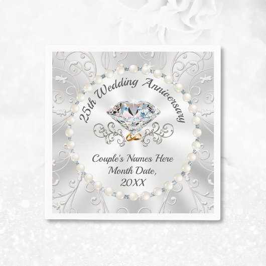 Neapel, 25. Silberne Hochzeit, 3 Größen Serviette