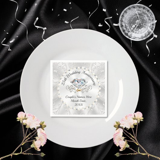 Neapel, 25. Silberne Hochzeit, 3 Größen Serviette