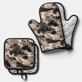 Neapel Bay Hawaiianische Insel Landschaftlich Taup Ofenhandschuh & Topflappen-Set (Vorderseite/Rückseite)