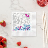 Neapel, blau, rosa, hellgraues Blumenpapier Serviette (Beispiel)