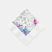 Neapel, blau, rosa, hellgraues Blumenpapier Serviette (Ecke)