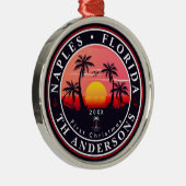 Neapel Florida Beach Retro Sunset Palm Tree 80er Ornament Aus Metall (Rechts)