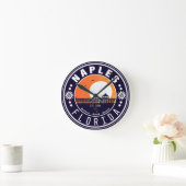 Neapel Florida Beach Retro Sunset Pier 80er Runde Wanduhr (Zuhause)