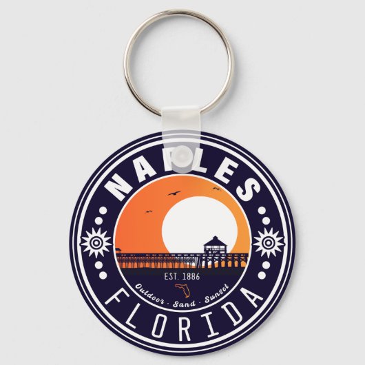 Neapel Florida Beach Retro Sunset Pier 80er Schlüsselanhänger (Vorderseite)