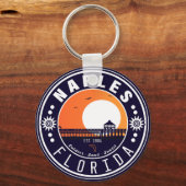 Neapel Florida Beach Retro Sunset Pier 80er Schlüsselanhänger (Vorderseite)