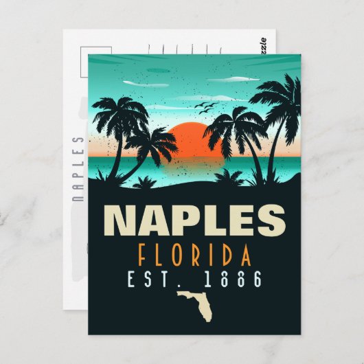 Neapel Florida Beach Retro Sunset Souvenirs 60er Postkarte (Vorne/Hinten)