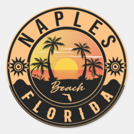 Neapel Florida Beach Retro Sunset Souvenirs Runder Aufkleber
