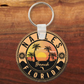 Neapel Florida Beach Retro Sunset Souvenirs Schlüsselanhänger (Vorderseite)