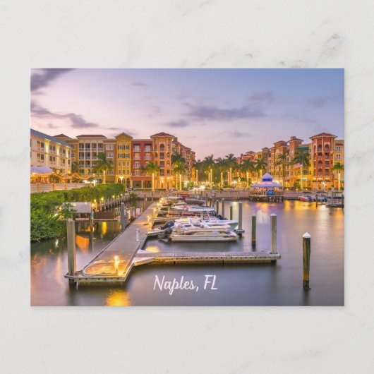 Neapel, Florida Downtown und Boote bei Sunset Postkarte (Vorderseite)