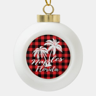Neapel Florida Palm Tree Beach Red Kariert Keramik Kugel-Ornament