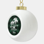 Neapel Florida Palm Tree Green Kariert Keramik Kugel-Ornament (Rechts)