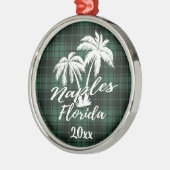 Neapel Florida Palm Tree Green Kariert Ornament Aus Metall (Links)