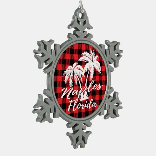 Neapel Florida Palm Trees Beach Schneeflocken Zinn-Ornament (Links)