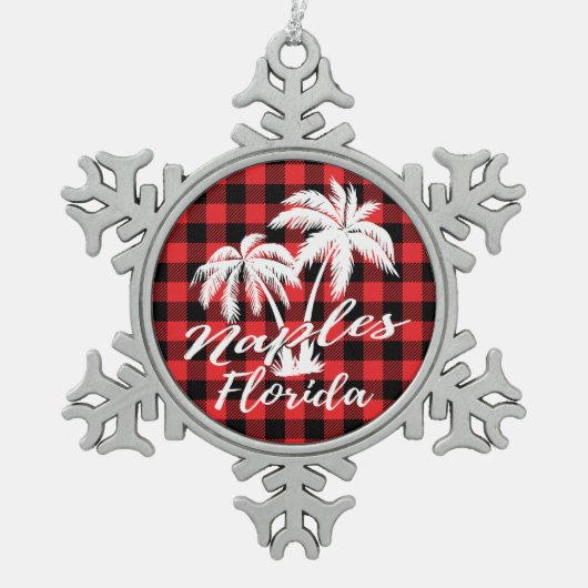 Neapel Florida Palm Trees Beach Schneeflocken Zinn-Ornament (Vorderseite)