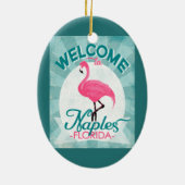 Neapel Florida Pink Flamingo Retro Keramik Ornament (Hinten)