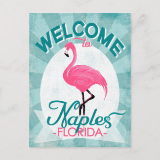 Neapel Florida Pink Flamingo - Vintage Retro-Reise Postkarte