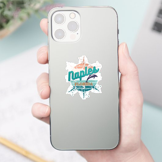 Neapel Florida Retro Vintag explodierender Sonnenu Aufkleber (Telefon)