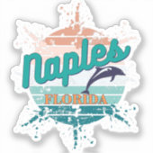 Neapel Florida Retro Vintag explodierender Sonnenu Aufkleber (Vorderseite)