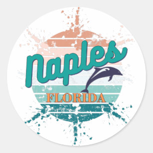 Neapel Florida Retro Vintage explodierender Sonnen Runder Aufkleber