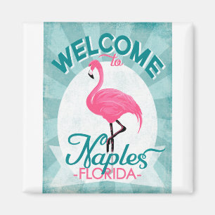 Neapel Florida Rosa Flamingo - Vintage Retro Reise Magnet