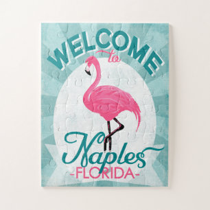 Neapel Florida Rosa Flamingo - Vintage Retro Reise Puzzle