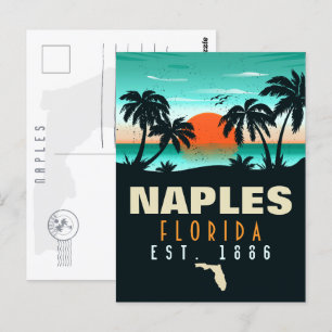 Neapel Florida Strand Retro Sonnenuntergang Souven Postkarte